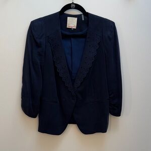 Rebecca Taylor Navy Blazer with Lace Trim